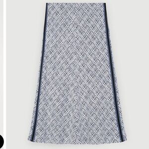 Maje Jitrole Tweed blue and white Aline midi skirt 38 NWT